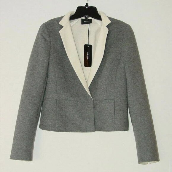 New AKRIS Grigio Grey Double Layer Wool Angora Jacket 14 - Picture 7 of 8